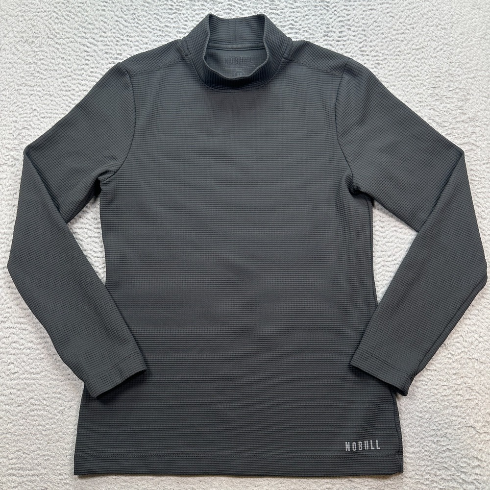 Nobull Waffle Knit Thermal Long Sleeve Shirt Womens Medium Gray Athletic Gymwea